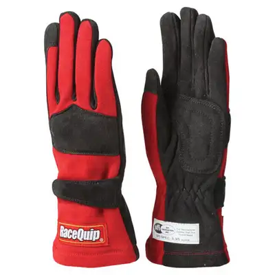 Racequip 355 Series 2 Layer Nomex Race Gloves Sfi 3.3/ 5 Certified; Red Xlarge