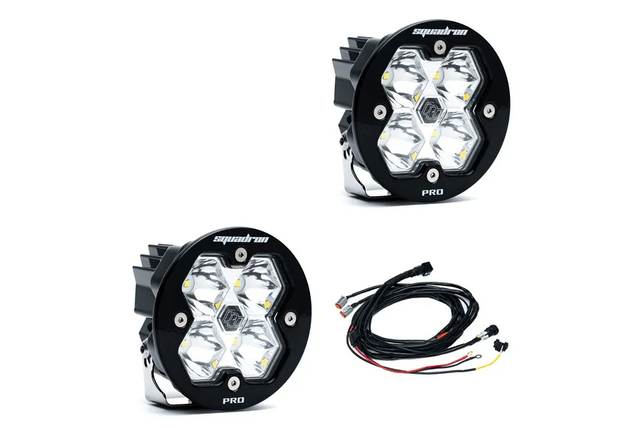 Baja Designs Squadron-R 2.0 Pro Black LED Auxiliary Light Pod Pair Universal Clear Spot Baja Designs