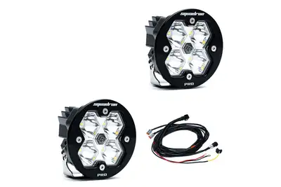 Baja Designs Squadron-R 2.0 Pro Black LED Auxiliary Light Pod Pair Universal Clear Spot Baja Designs