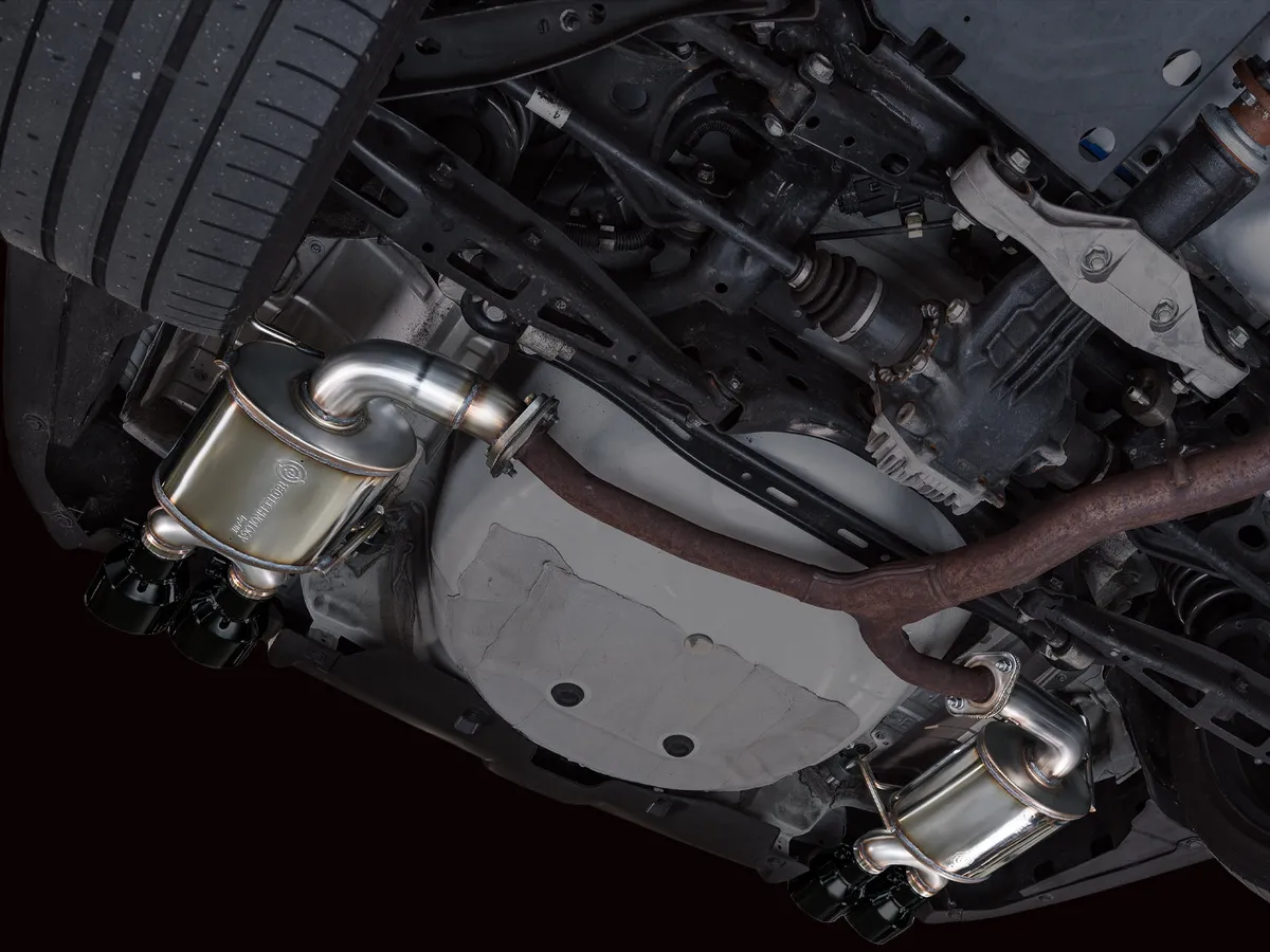 AWE Track Edition Axleback Exhaust for VB Subaru WRX - Diamond Black Tips 3020-43424 product image