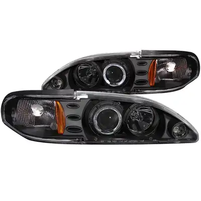 ANZO USA Projector Headlight Set w/Halo; Clear Lens; Black Housing; Pair; 1 pc.;