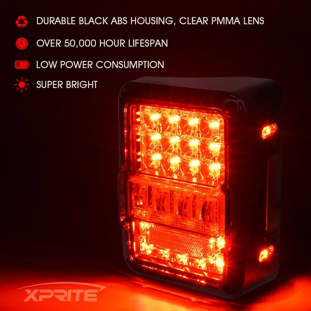 Xprite Xprite LED Tail Lights for Jeep Wrangler JK 2007-2018 – Smoked Lens Plug & Play Brake, Turn Signal & Reverse Lights | Destroyer Series