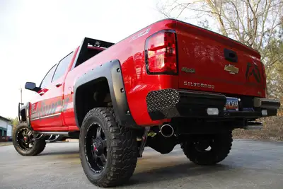 Fab Fours Black Steel Ranch Rear Bumper; 2 Stage Black Powder Coated;