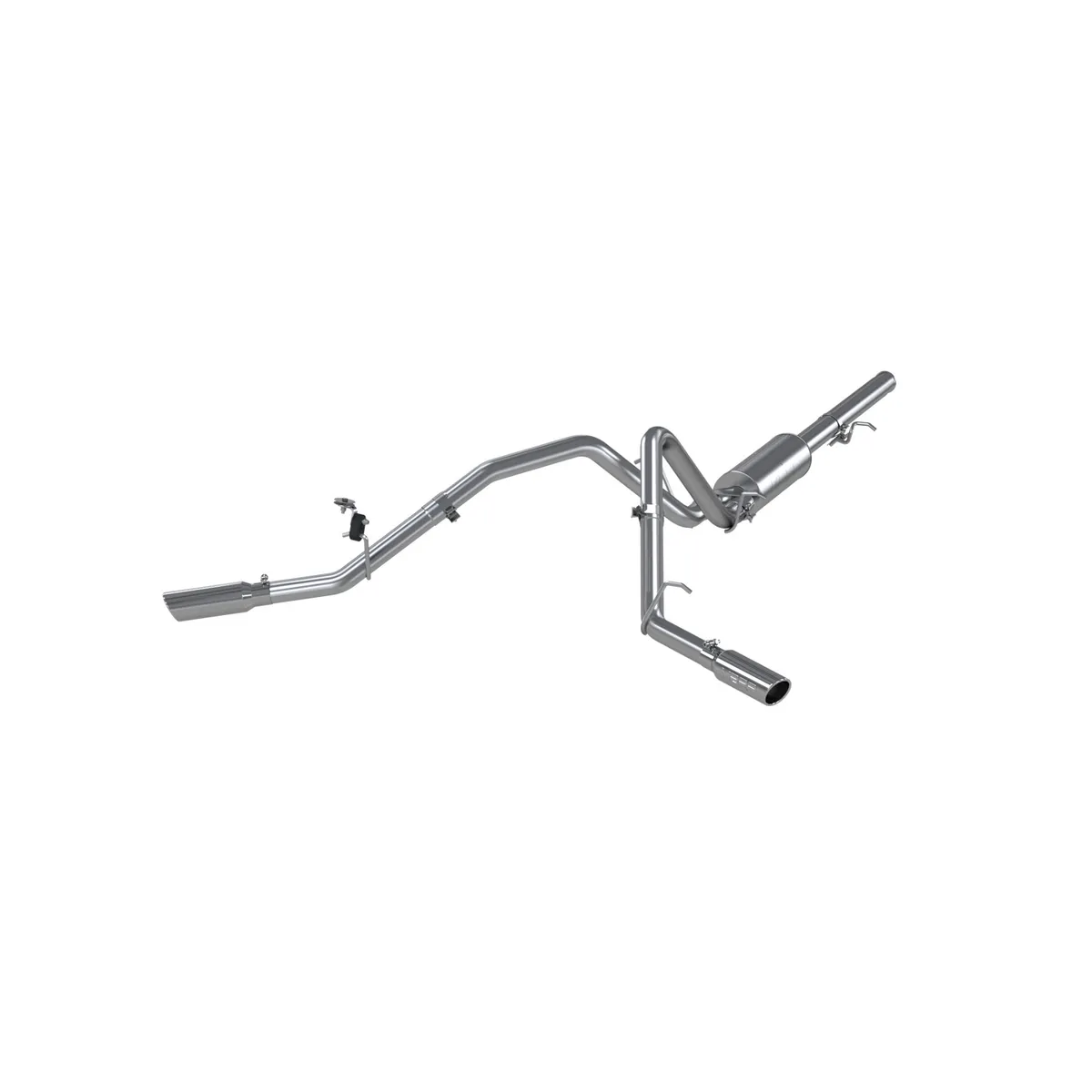 Armor Lite Cat Back Exhaust System; 2.5 in.; Incl. Ext. Pipe/Muffler/Over Axle Pipes/Tailpipes/Hardware/3.5 in. OD Tip; Dual Split Side Exit; Aluminized; product image