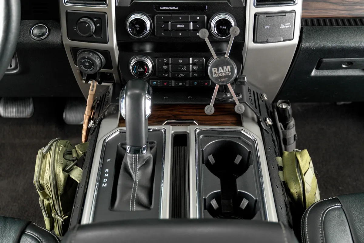 2015-2020 Ford F-150 & 2017-2021 F-250/350 | Center Console Molle Panels & Device Mount product image