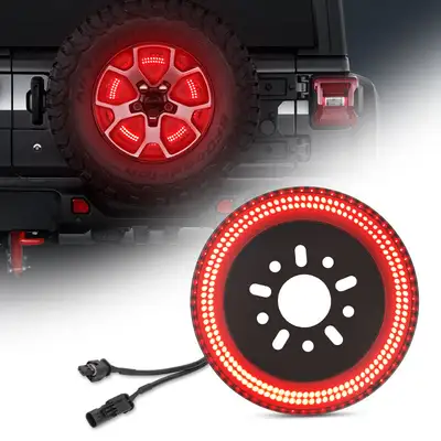 LED Factory Mart Suparee Dual Row Third Spare Tire Brake Light for 2018-Later Jeep Wrangler JL JLU