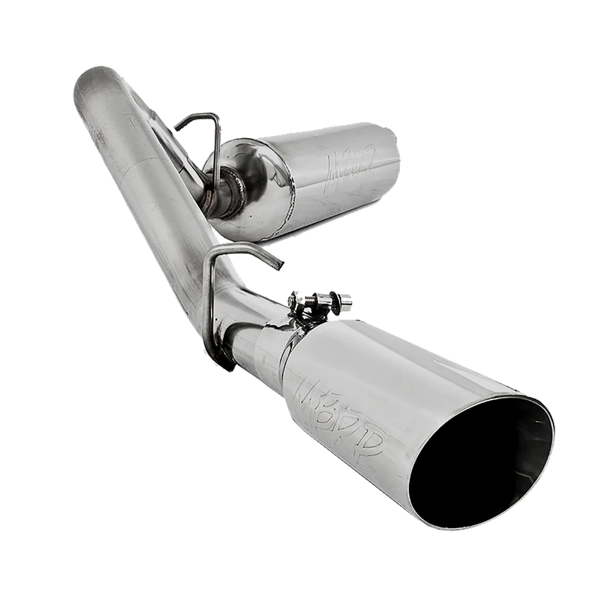 Armor Plus Cat Back Exhaust System; 2.5 in.; Incl. Muffler/Tailpipe/Hardware/3.5 in. OD Tip; Single Side Exit; T409 Stainless Steel; product image