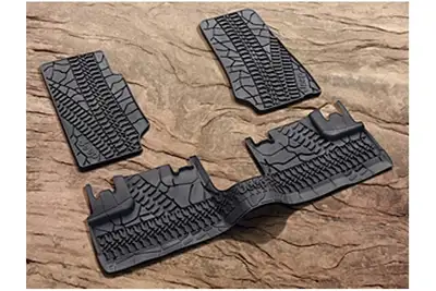 Mopar Mopar Front and Rear Floor Slush Mats w/ Tire Tread Pattern - JK 4Dr 07-13