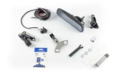 Brandmotion FullVUE® Mirror Camera System For Jeep®; D-Tab Wedge Mount Bracket Included; Optional G-Shock Park Monitoring; 32GB SD Card Included;