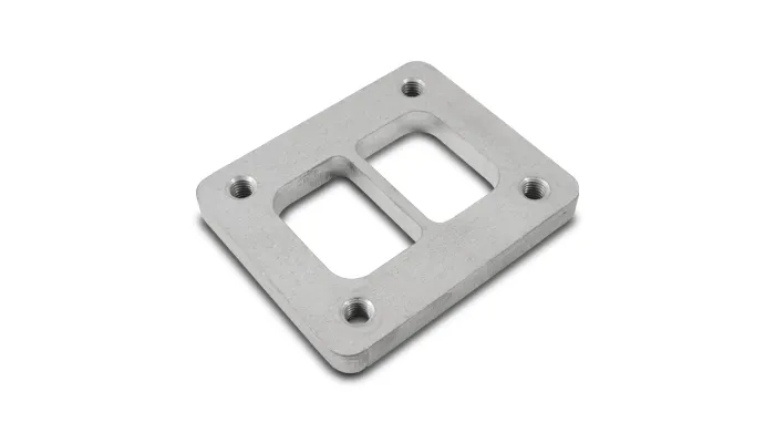 Turbo Inlet Flange; 69.9mm Bhcch; 82.55mm Bhccw; M10x1.5 Bhts; 95mm Overall h; 108mm Overall w; 0.5 In. Thickness; 50.3mm Port h; For T04 Divided Inlet; 304 Stainless Steel; product image