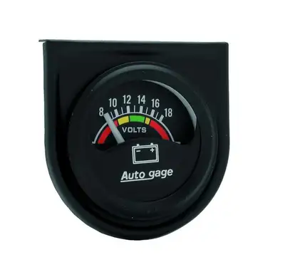 AutoMeter Gauge Console, Voltmeter, 1.5", 18V, Blk Dial, Blk Bezel, AutoGage