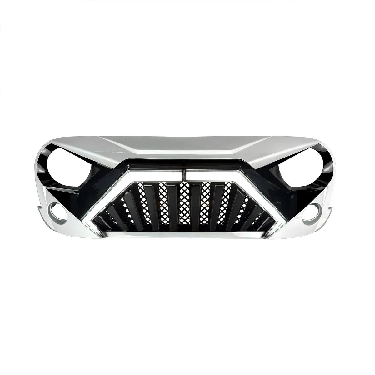 Goliath Grille W/ LED DRL and Turn Signals - White & Black For 07-18 Jeep Wrangler JK product image