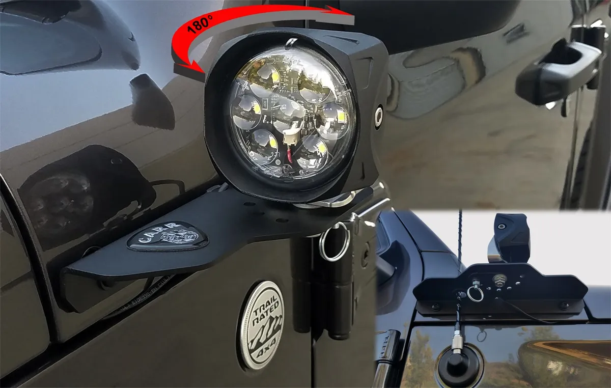 CARR - 210291 - JL 180 Degree Light Mount Brackets; XP3 Black; (Driver/Pass Side Mtg Brkts) product image