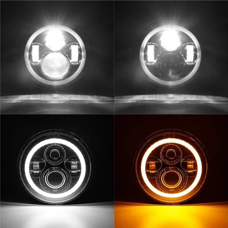 7 inch 80W Jeep LED Halo Headlights with DRL & Turn Signals for 1997-2018 Wrangler JK CJ TJ product image