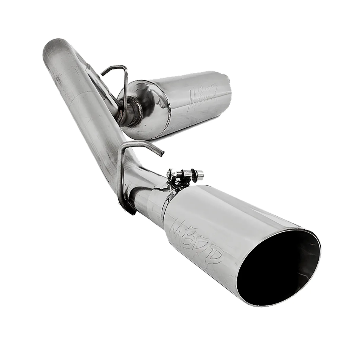 Armor Plus Cat Back Exhaust System; 2.5 in.; Incl. Muffler/Tailpipe/Hardware/3.5 in. OD Tip; Single Side Exit; T409 Stainless Steel; product image