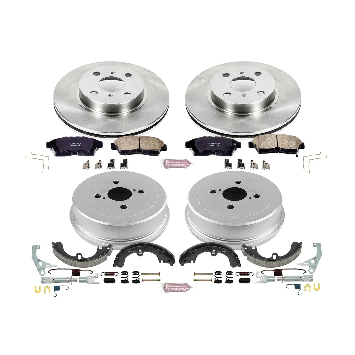 Z17 Direct Replacement Kit: Rotors; Ceramic Pads W/Hardware; Coated Drums; Shoes W/Hold Down And Adjuster Kit product image