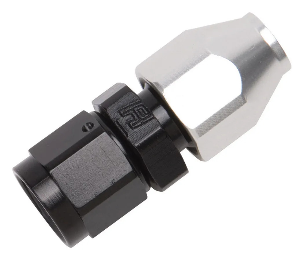 Edelbrock #6 Female Swivel to 3/8 in Tube Black/Silver