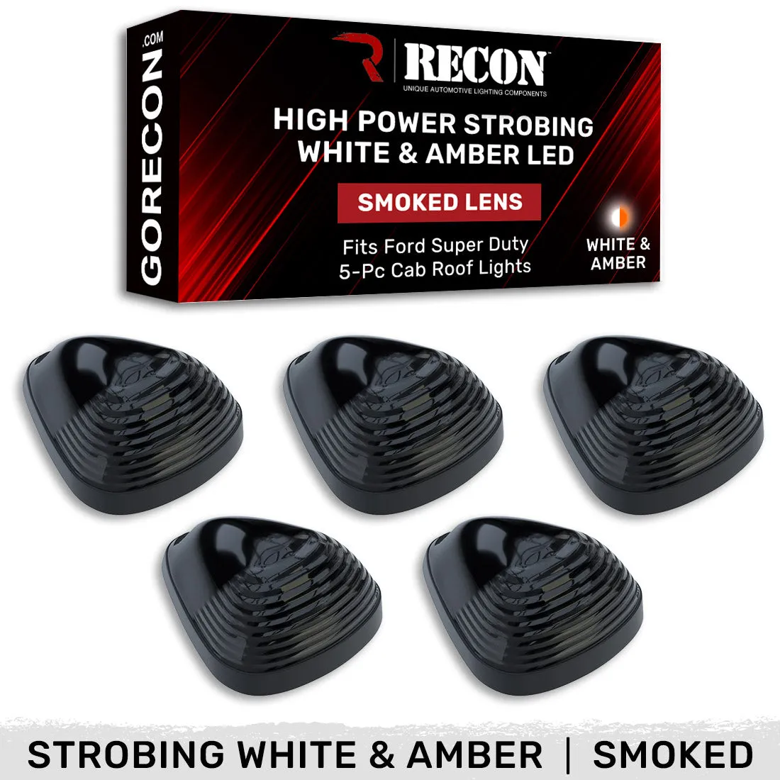 Ford 99-16 Superduty 5-Piece Set Smoked Lens with White and Amber Strobe LEDs and White or Amber Running Light LEDs - product image