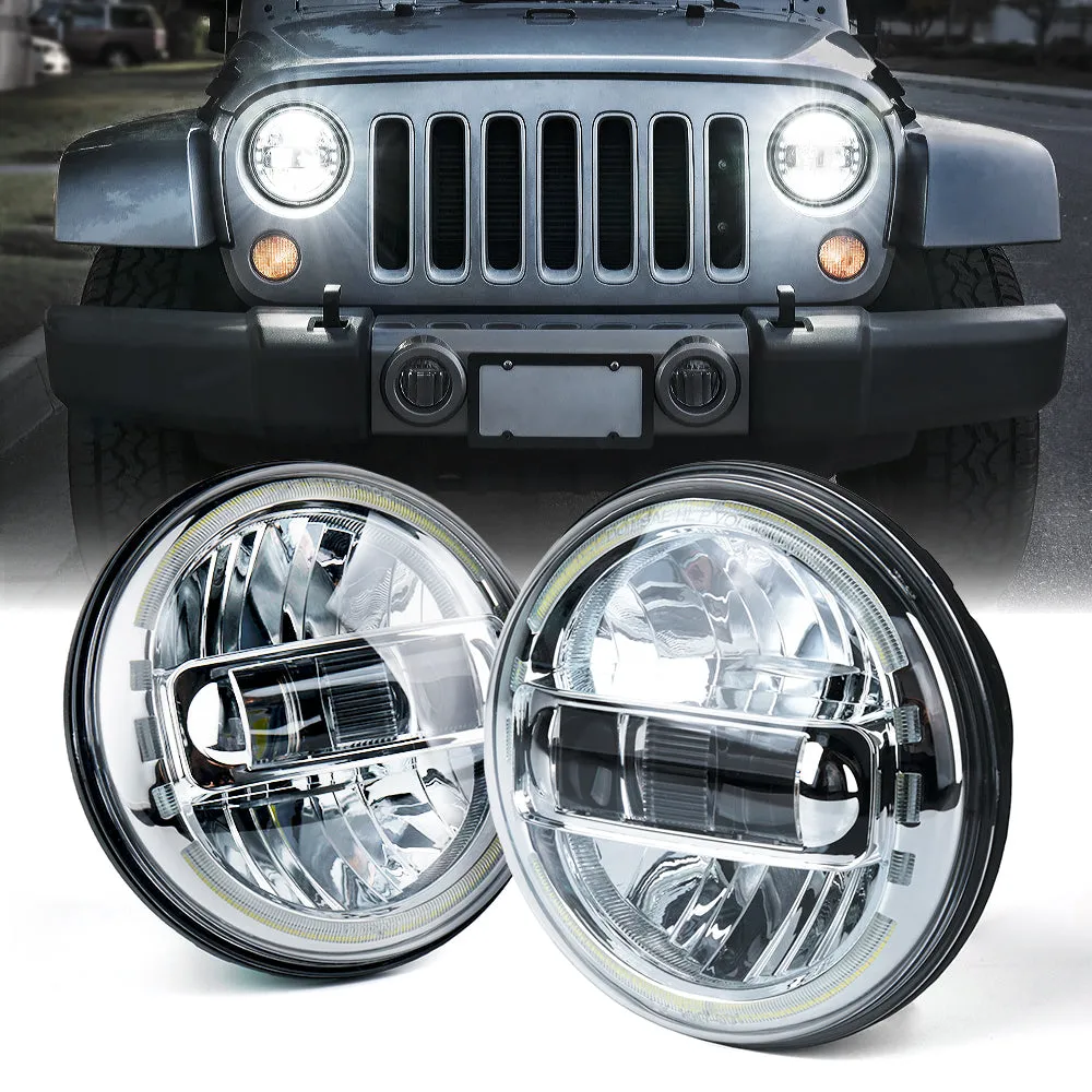 Xprite 7" LED Halo Headlights For 07-18 Jeep Wrangler | Envision Series