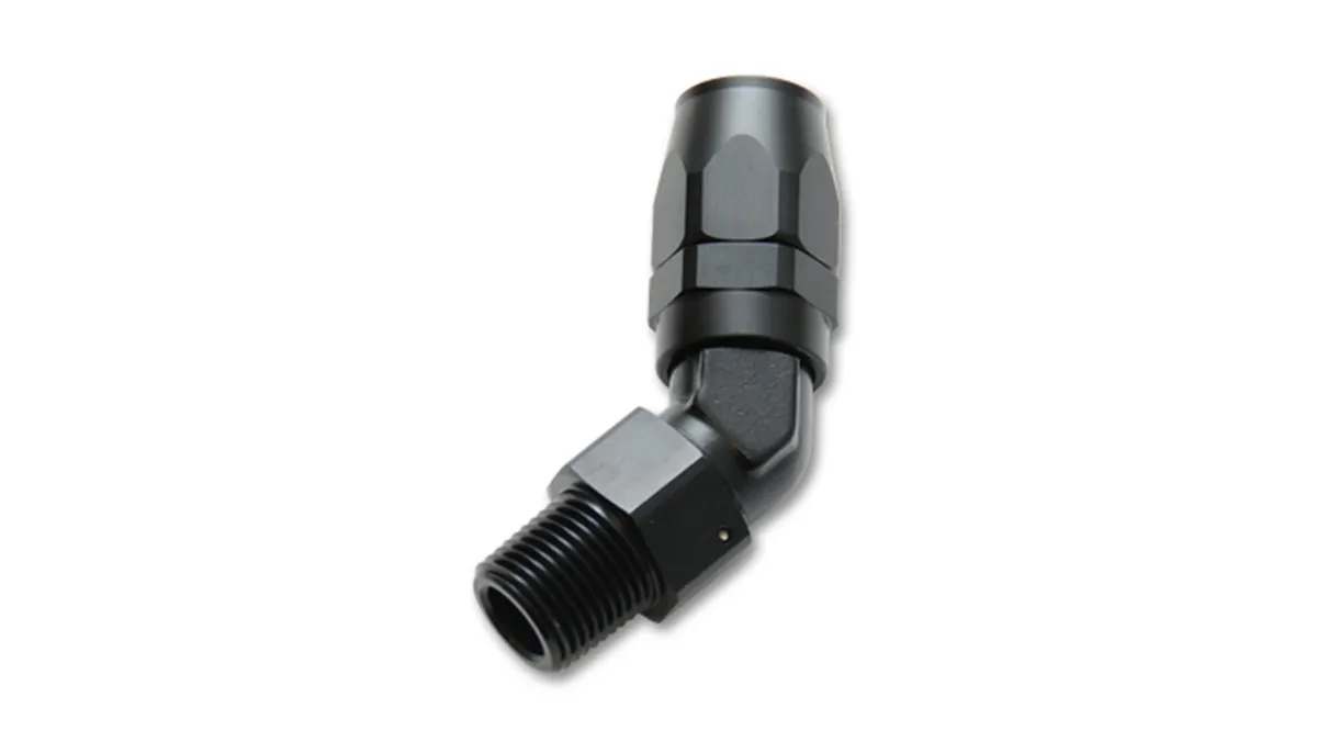 Vibrant Performance - 26407 - Male Hose End Fitting, 45 Degree; Size: -10AN; Pipe Thread 1/2 in. NPT product image