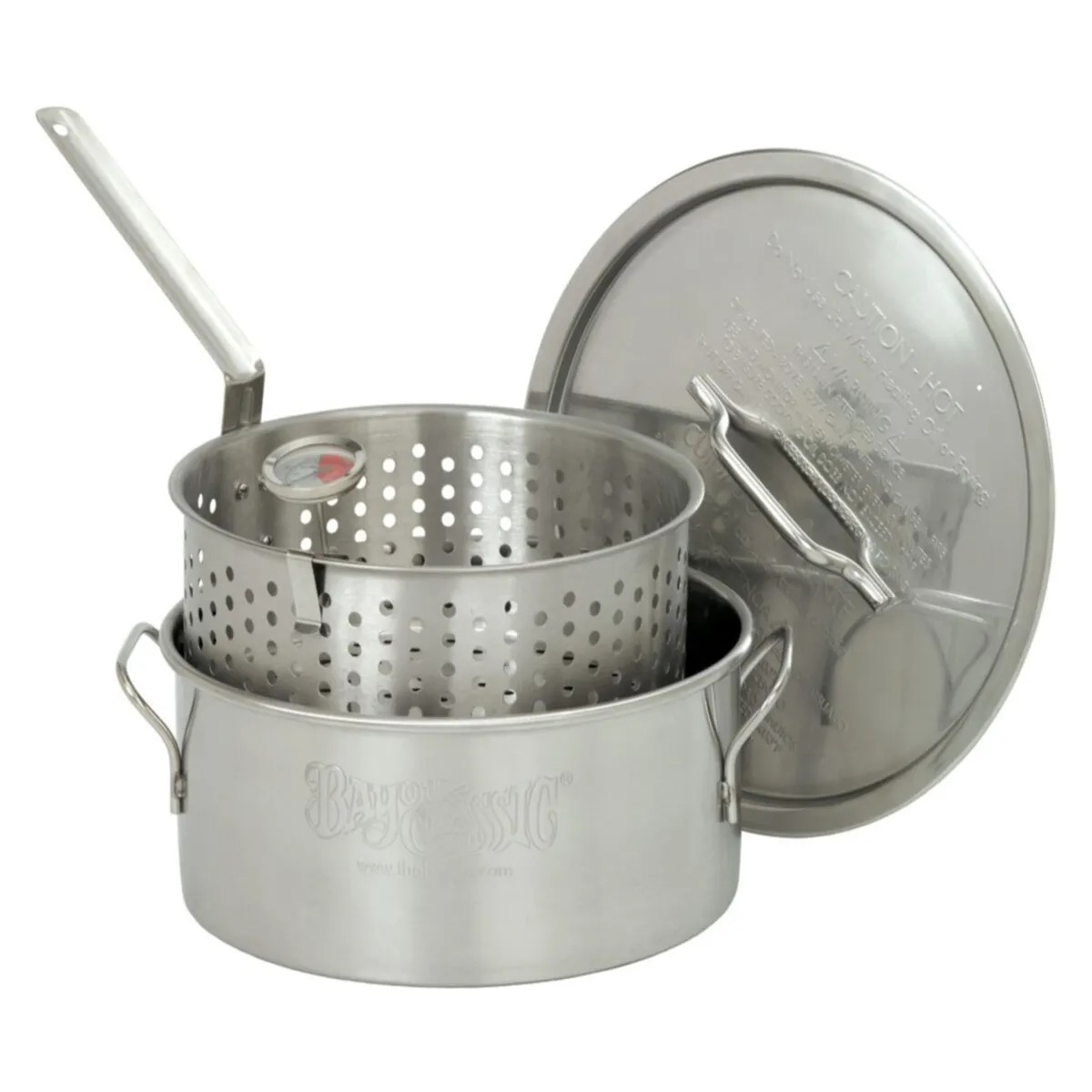 10qt Stainless Fry Pot With Lid Basket Thermometer product image
