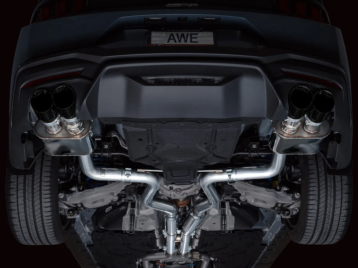 AWE SwitchPath™ Exhaust for S650 Ford Mustang GT Fastback - Quad Chrome Silver Tips product image