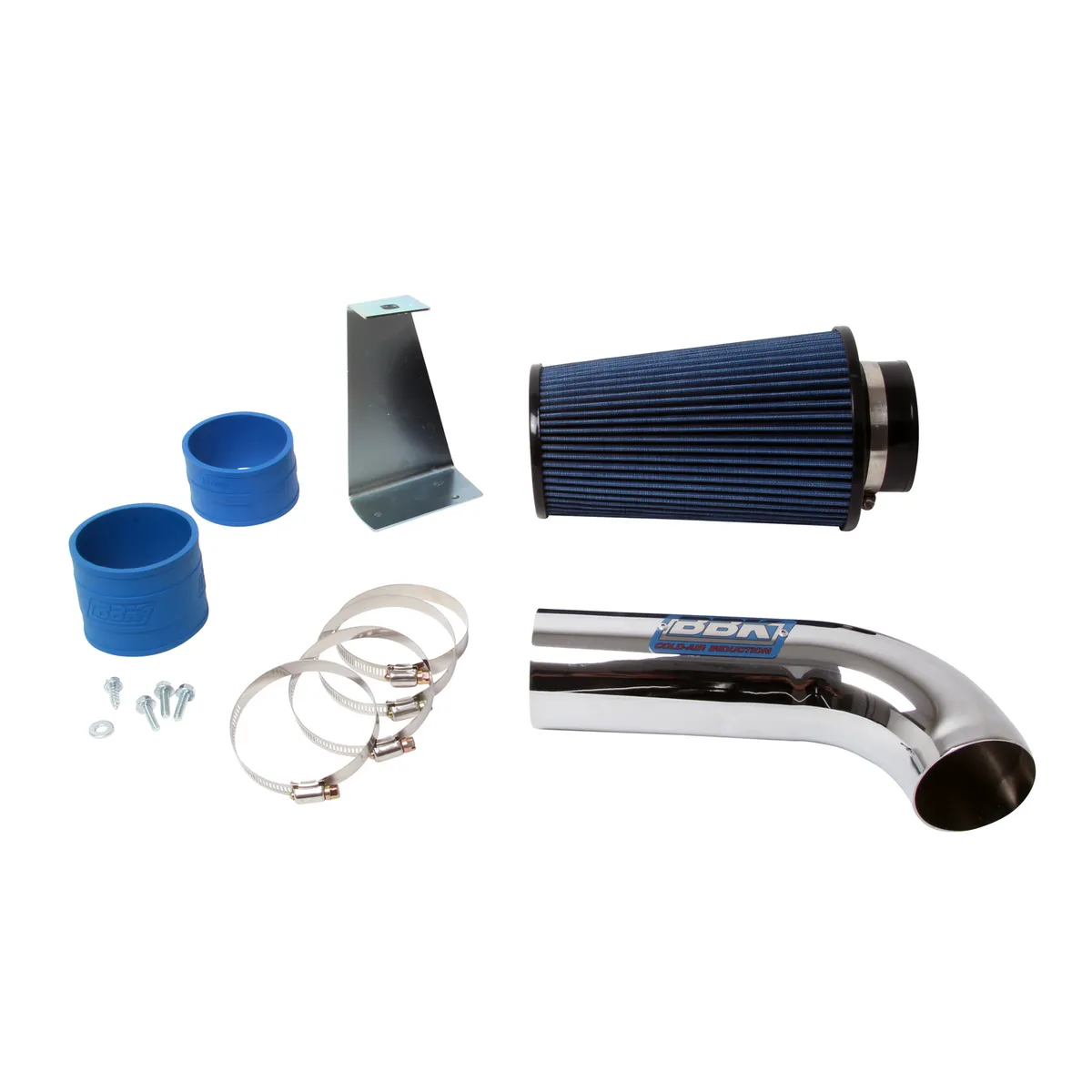 Ford Mustang 5.0 Cold Air Intake Kit Non Fender well Powder Coated Chrome 86-93 product image