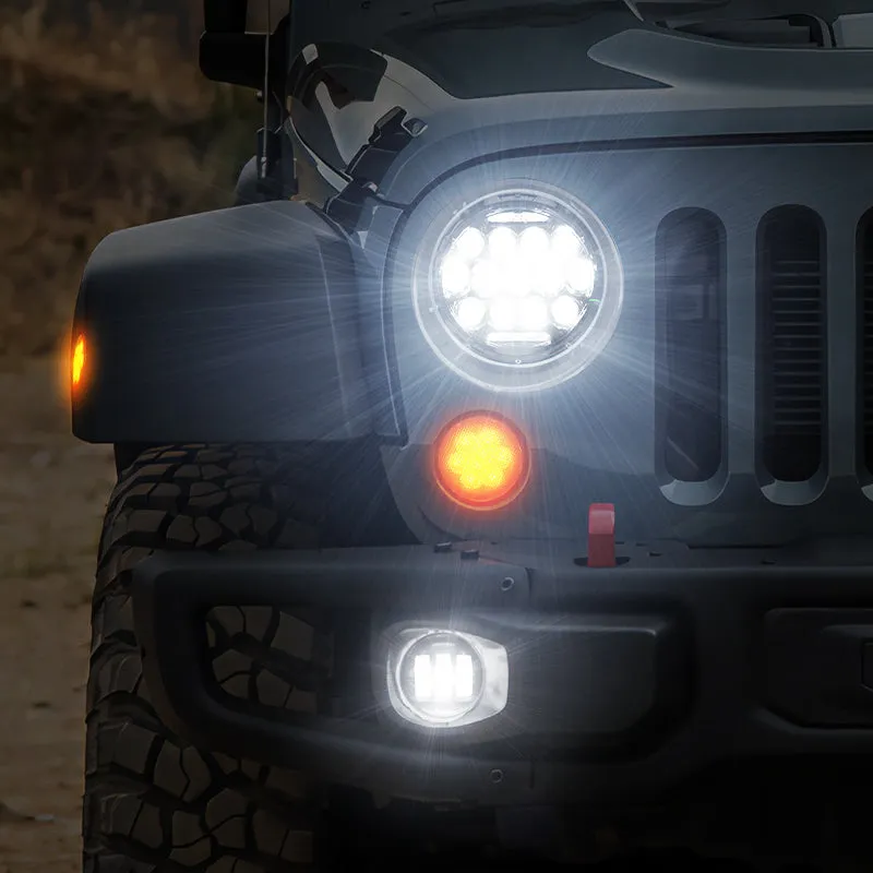 "Jeep JK 7"" Headlights, 4"" Fog Lamps, Front Turn Signals, Fender Turn Signals & Taillights" product image
