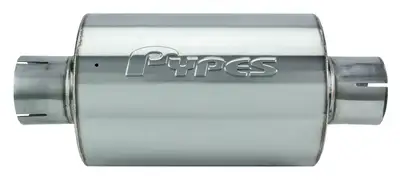 Pypes Performance exhaust M-80 Series Muffler 2.5 in Round 6 in Width Hardware Not Incl Polished 304 Stainless Steel Pypes Exhaust
