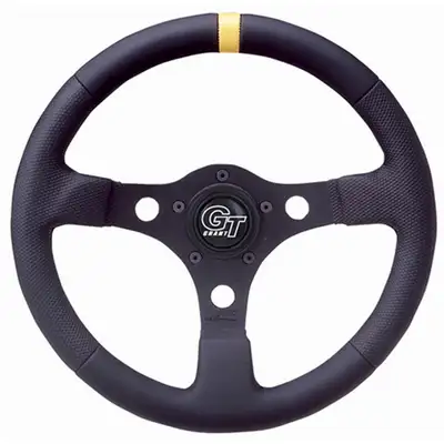 Grant Pro Stock Steering Wheel; 13 in. Diameter; 3 in. Dish; Black Diamond Textured Vinyl; Black Suede; Fits 5 or 3 Hole Kits;