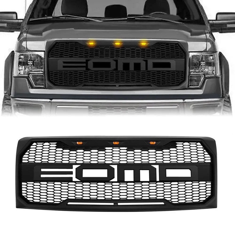 American Modified Amfmaa00108 Raptor Style Upper Grille w/ Amber Lights, Matte Black product image