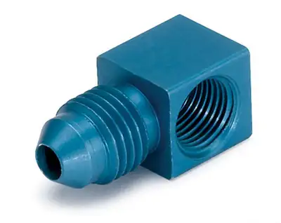 AutoMeter Autometer 3278 Fitting, Adapter, 90?, 1/8 Nptf Female to -4an Male, Aluminum, Blue Anodized