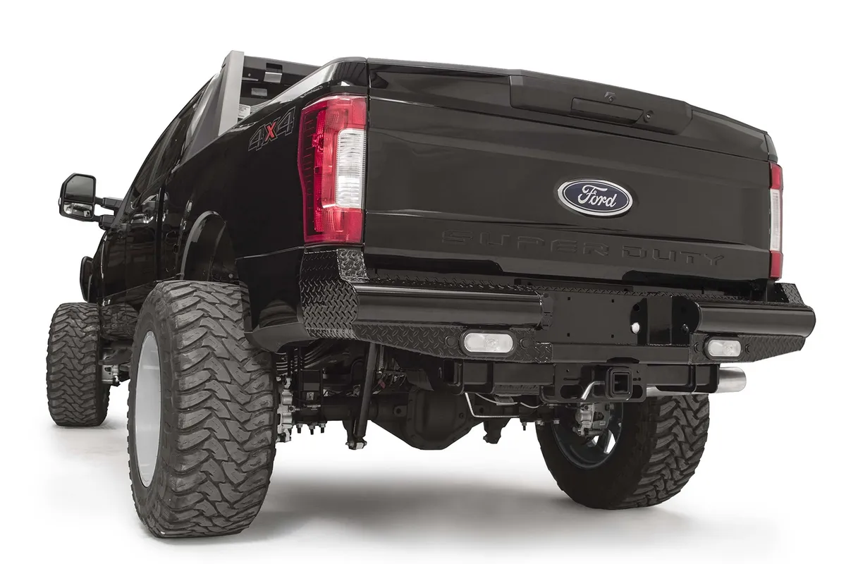 Black Steel Ranch Rear Bumper; 2 Stage Black Powder Coated; product image