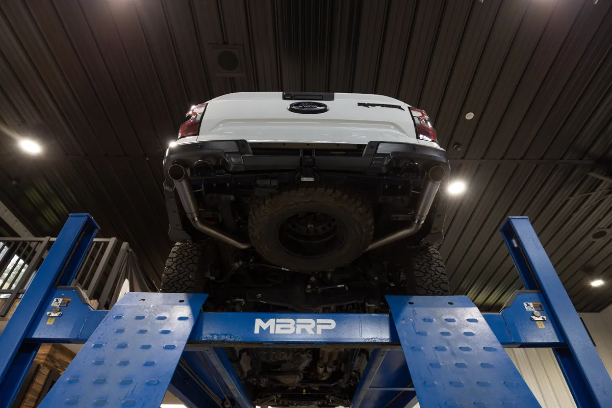 MBRP 2024-2025 Ford Ranger Raptor 3.0L EcoBoost T304 Stainless Steel 3 Axle-Back Dual Rear Exit Turn Down S5270304 product image