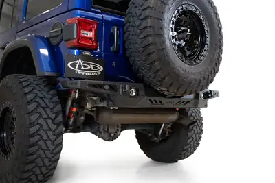 Addictive Desert Designs 18c Wrangler Stealth Fighter Rear Bumper W/D Ring Mounts & Mounts For 2 Cube Lights Black