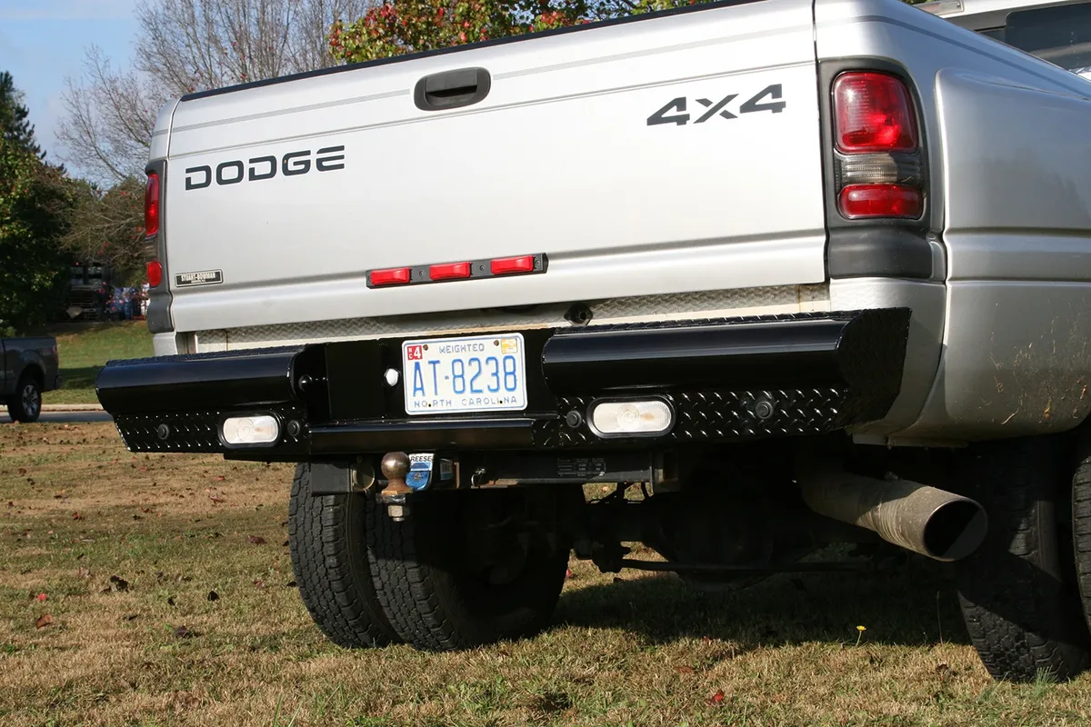 Black Steel Ranch Rear Bumper; 2 Stage Black Powder Coated; product image
