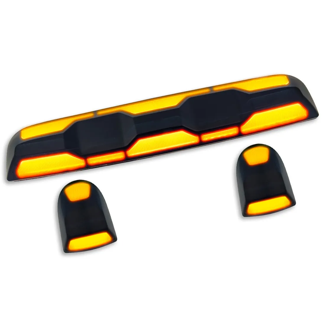 Gmc Chevy 20-23 4th Gen Body Style Heavy-Duty 3-Piece Set Amber Cab Roof Light Lens With 2-Way Forward Rear Facing Amber Ultra High-Power Leds - Includes Complete Wiring Kit For Installation on Truck That Did Not Come With OEM Installed Cab Roof product image