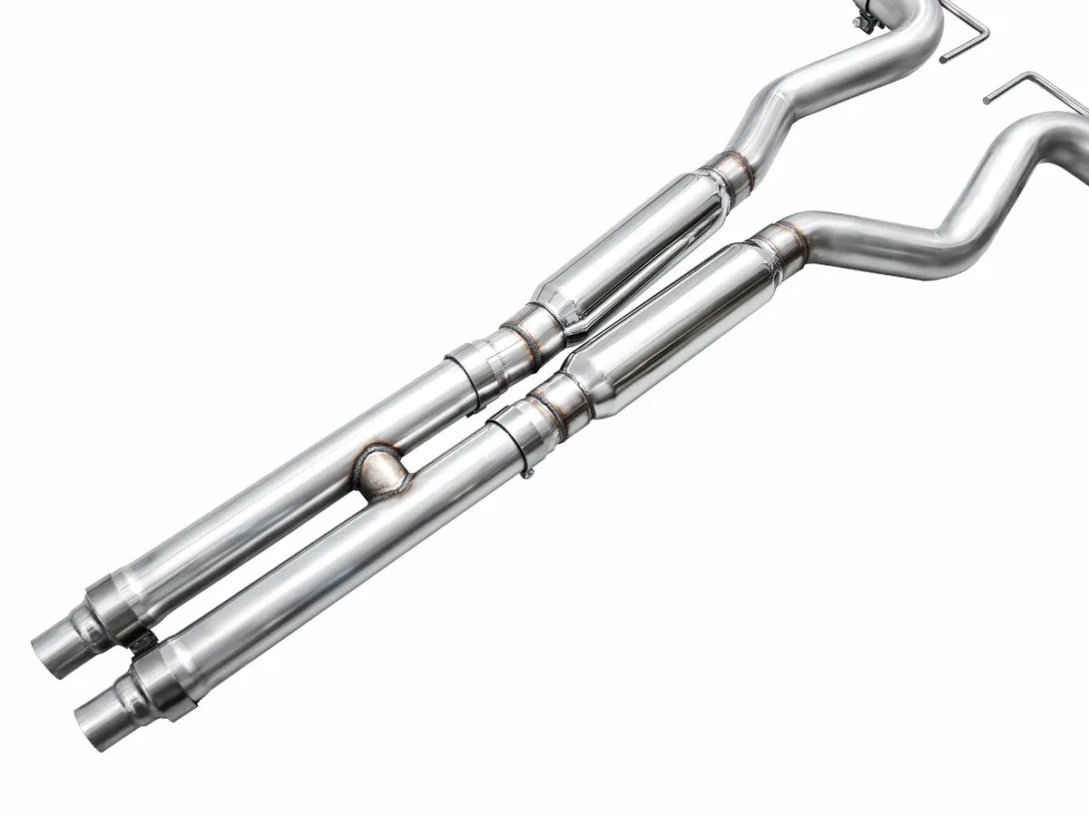 AWE Track Edition Exhaust for S650 Ford Mustang GT Fastback - Quad Chrome Silver Tips product image