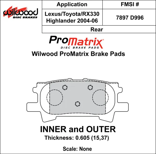 Wilwood Brakes 2004 - 2007 Toyota Original Equipment Pads - 150-D0996K