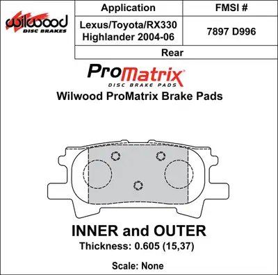 Wilwood Brakes 2004 - 2007 Toyota Original Equipment Pads - 150-D0996K