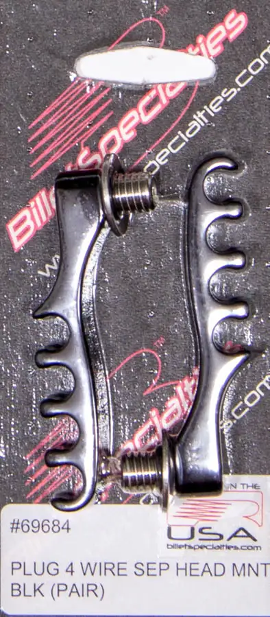 Billet Specialties 4 Wire Separator Black Cylinder Head Mount Pair