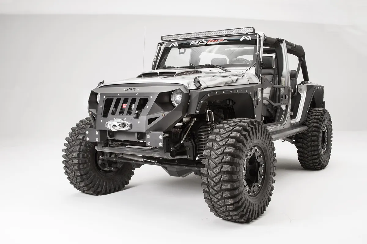 Grumper Grill/Front Bumper; 2 Stage Black Powder Coated; Combines Both Grille And Bumper; product image