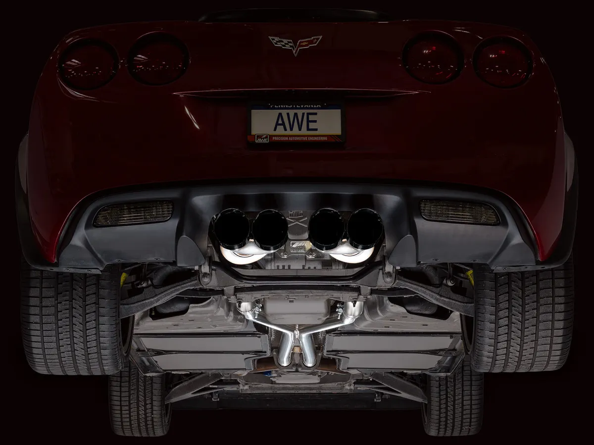 AWE Touring Edition Axleback Exhaust for C6 Chevrolet Corvette 6.0L (2005-2007) and 6.2L (2008) - Diamond Black Tips 3015-43660 product image