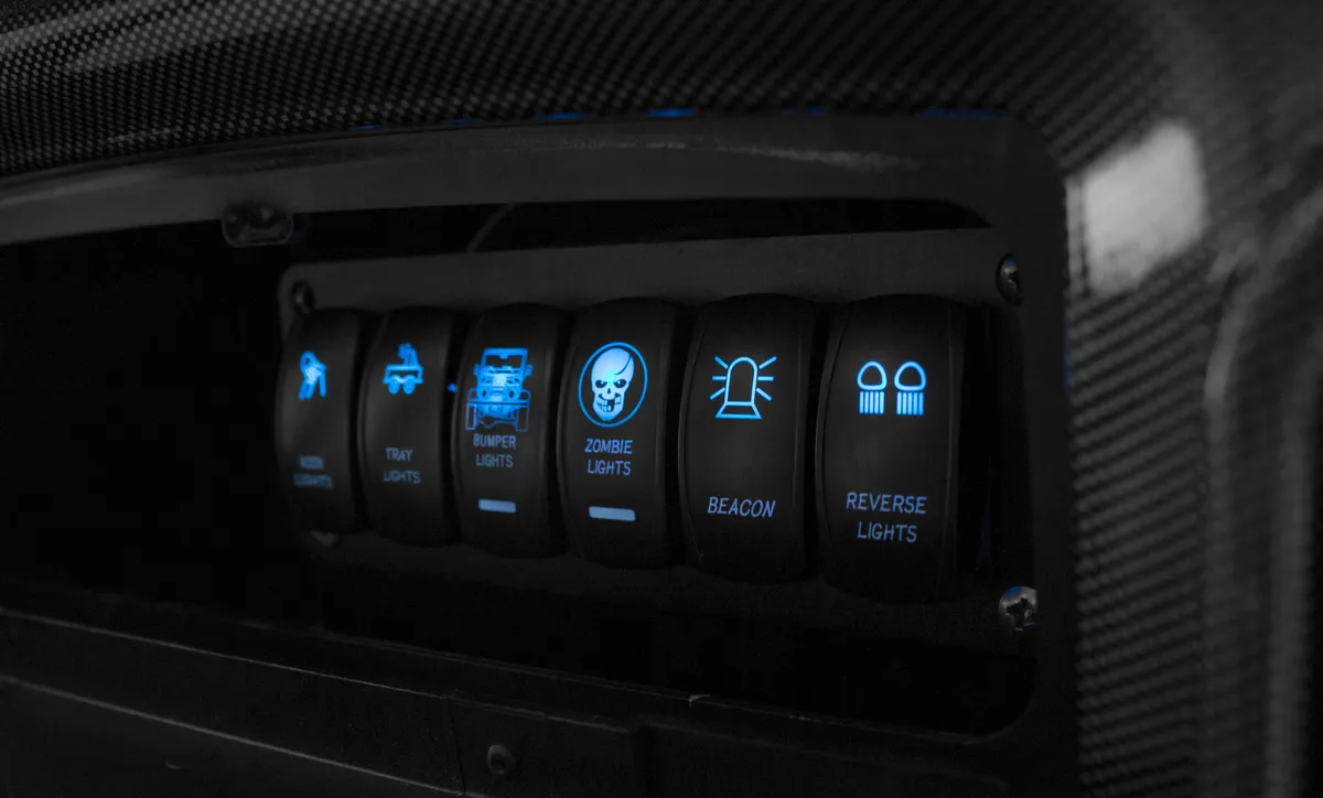 LED Rocker Switch Panel With 2 USB Ports With Blue LED Radiance product image