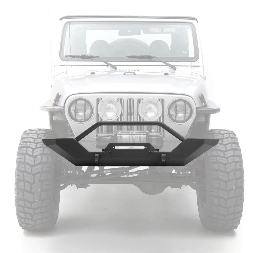 9706 Wrangler Tj/Lj Xrc Rock Crawler Front Bumper W/Grille Guard & Dring Mounts; Black Textured product image