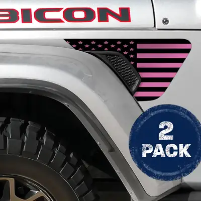 Under The Sun Inserts Pink Old Glory Flag 2pc Vinyl Fender Decal