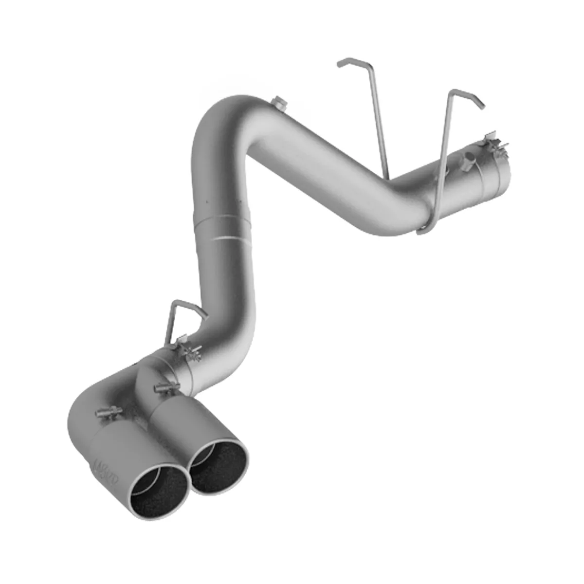 Armor Lite Filter Back Exhaust System; 4 in.; Incl. Over Axle Pipe/Tailpipe/Hardware/5 in. OD Tips; Dual Out Single Side Exit; Aluminized; product image
