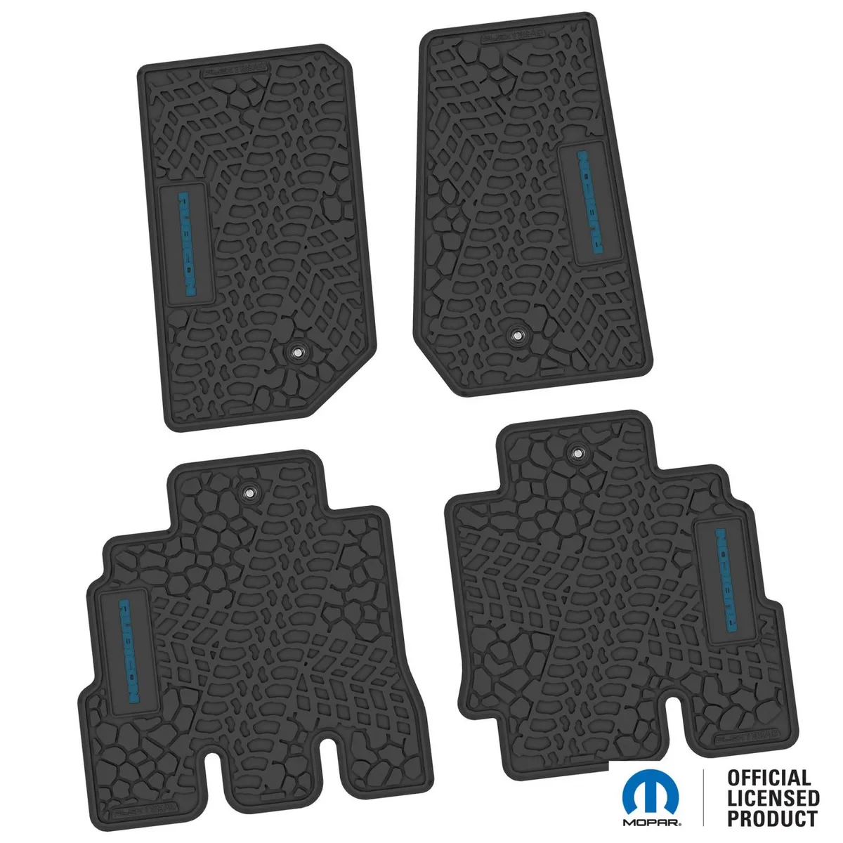 07-13 Jeep JKU 4 Dr Front and Rear -Tire Tread/Scorched Earth Scene w/ Rubicon Insert - Black w/ Orange Insert product image