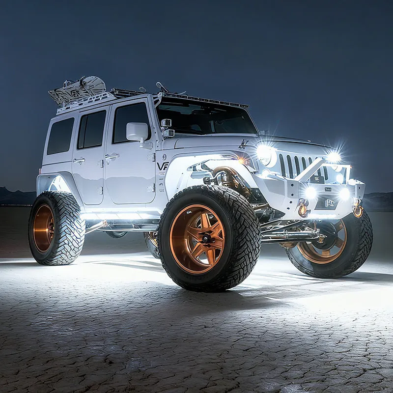 LED Factory Mart High-Bright Waterproof LED Rock Lights Kit White & Amber Switchback