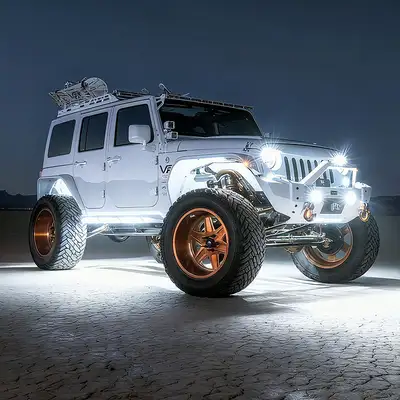 LED Factory Mart High-Bright Waterproof LED Rock Lights Kit White & Amber Switchback